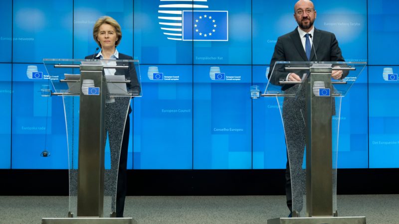 The president of the European Commission Ursula von der Leyen and the president of the European Council Charles Michel